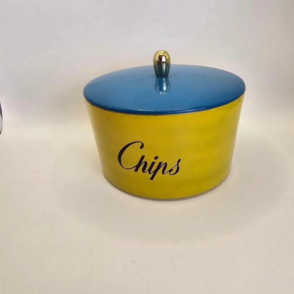 Vintage Mid Century Modern Stackable Snack Canister Set Chips Pretzels Nuts